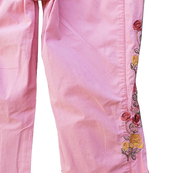 Da Nang Pants pink  Side Lace/Floral Embroidery Low Rise Small cargo vibe - Picture 6 of 10